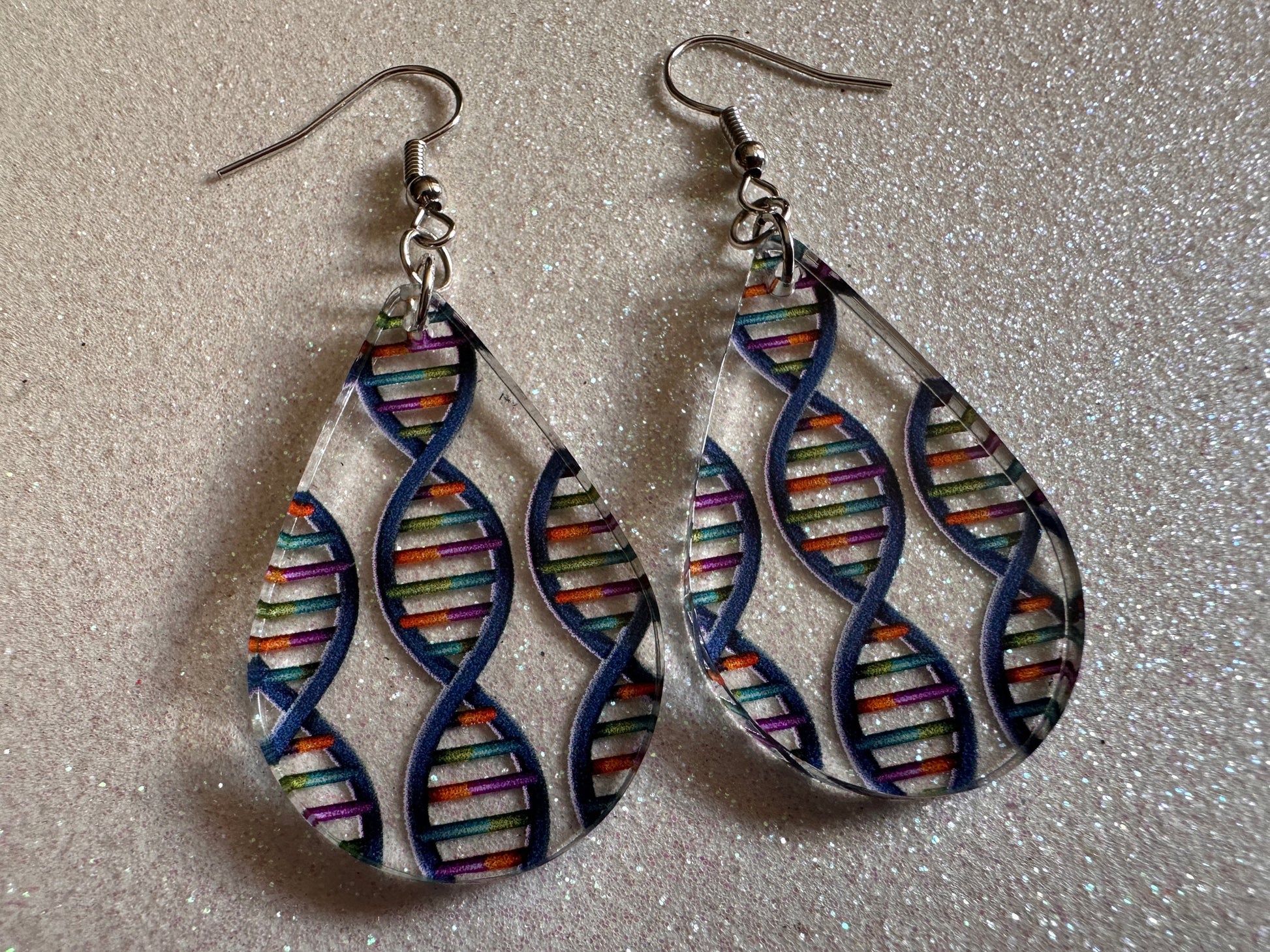 DNA Strand Earrings: Laser Cut Acrylic Science Earrings, Genes, Scientist, Biology, Biologist, Genome, Doctor, Best Gifts for Her/Him/Them
