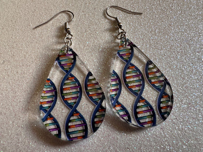 DNA Strand Earrings: Laser Cut Acrylic Science Earrings, Genes, Scientist, Biology, Biologist, Genome, Doctor, Best Gifts for Her/Him/Them