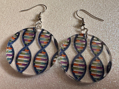 DNA Strand Earrings: Laser Cut Acrylic Science Earrings, Genes, Scientist, Biology, Biologist, Genome, Doctor, Best Gifts for Her/Him/Them