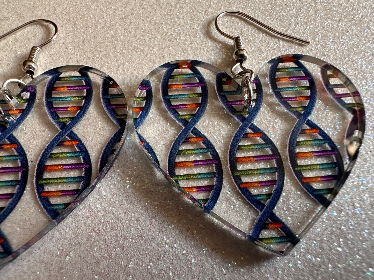 DNA Strand Earrings: Laser Cut Acrylic Science Earrings, Genes, Scientist, Biology, Biologist, Genome, Doctor, Best Gifts for Her/Him/Them