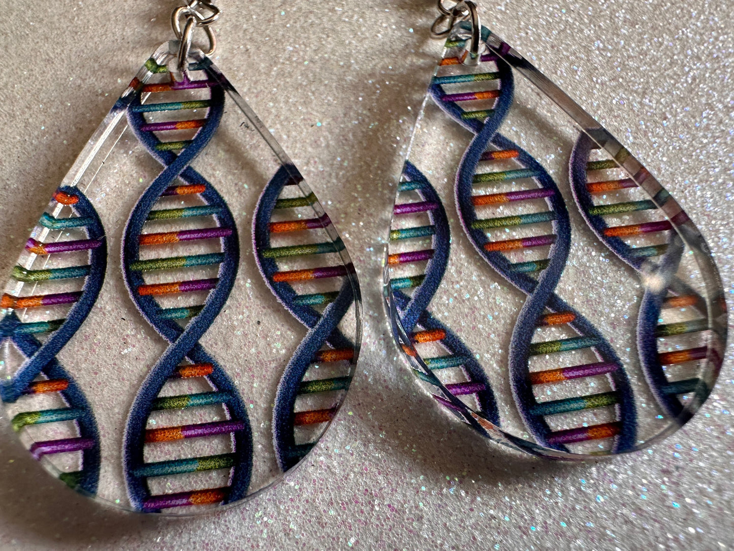 DNA Strand Earrings: Laser Cut Acrylic Science Earrings, Genes, Scientist, Biology, Biologist, Genome, Doctor, Best Gifts for Her/Him/Them