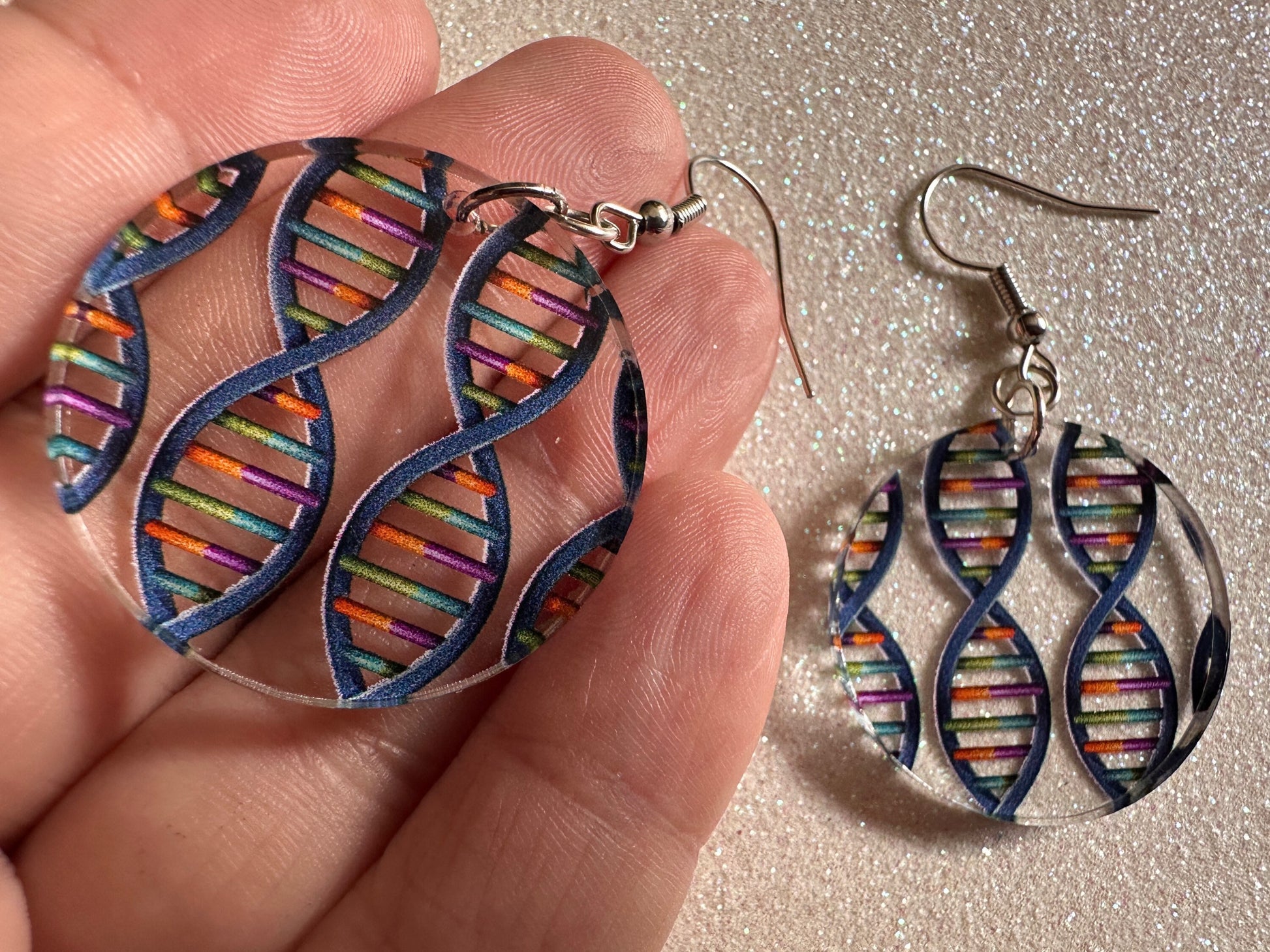 DNA Strand Earrings: Laser Cut Acrylic Science Earrings, Genes, Scientist, Biology, Biologist, Genome, Doctor, Best Gifts for Her/Him/Them
