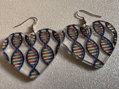 DNA Strand Earrings: Laser Cut Acrylic Science Earrings, Genes, Scientist, Biology, Biologist, Genome, Doctor, Best Gifts for Her/Him/Them
