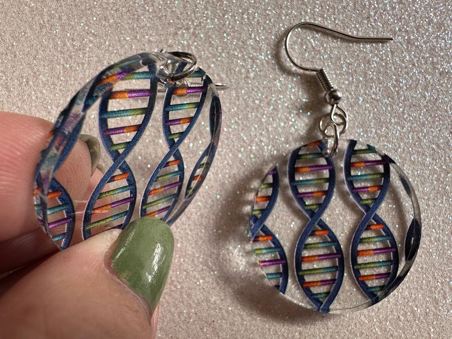 DNA Strand Earrings: Laser Cut Acrylic Science Earrings, Genes, Scientist, Biology, Biologist, Genome, Doctor, Best Gifts for Her/Him/Them