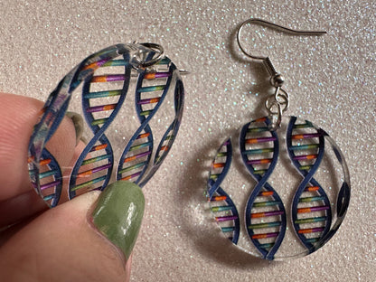 DNA Strand Earrings: Laser Cut Acrylic Science Earrings, Genes, Scientist, Biology, Biologist, Genome, Doctor, Best Gifts for Her/Him/Them