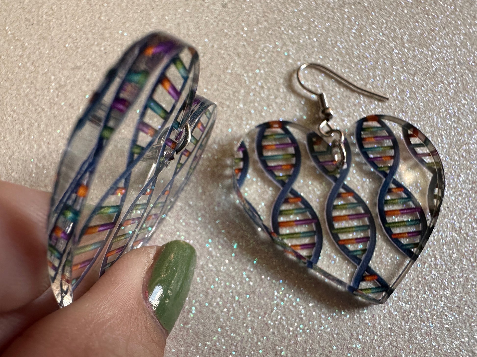 DNA Strand Earrings: Laser Cut Acrylic Science Earrings, Genes, Scientist, Biology, Biologist, Genome, Doctor, Best Gifts for Her/Him/Them