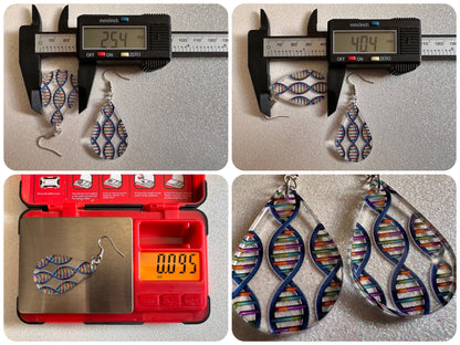 DNA Strand Earrings: Laser Cut Acrylic Science Earrings, Genes, Scientist, Biology, Biologist, Genome, Doctor, Best Gifts for Her/Him/Them