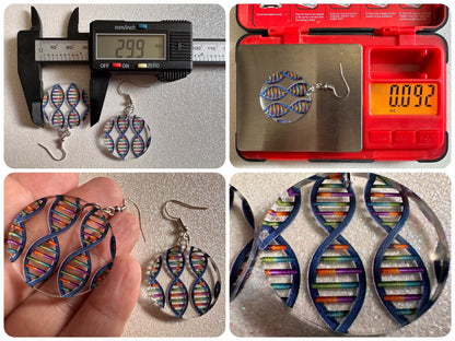 DNA Strand Earrings: Laser Cut Acrylic Science Earrings, Genes, Scientist, Biology, Biologist, Genome, Doctor, Best Gifts for Her/Him/Them