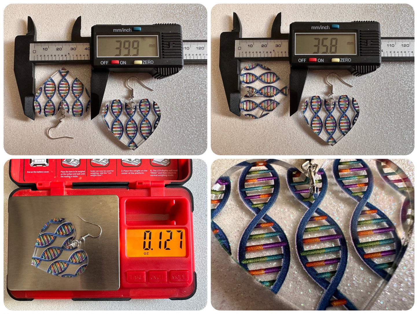 DNA Strand Earrings: Laser Cut Acrylic Science Earrings, Genes, Scientist, Biology, Biologist, Genome, Doctor, Best Gifts for Her/Him/Them