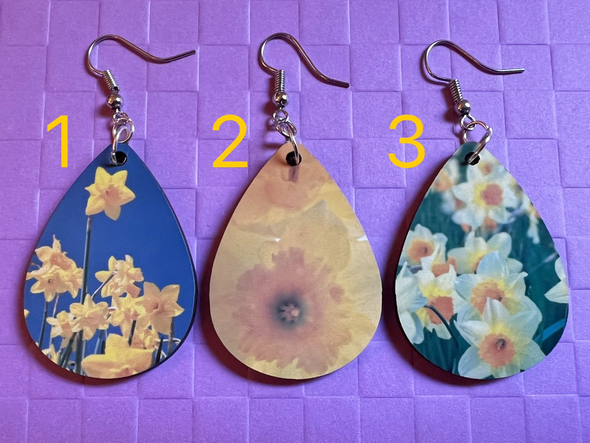 Daffodil Earrings: Yellow Flowers, Plants, Green Plant, Spring, Daffodils, Sublimated, Best Gifts for Her/Him/Them