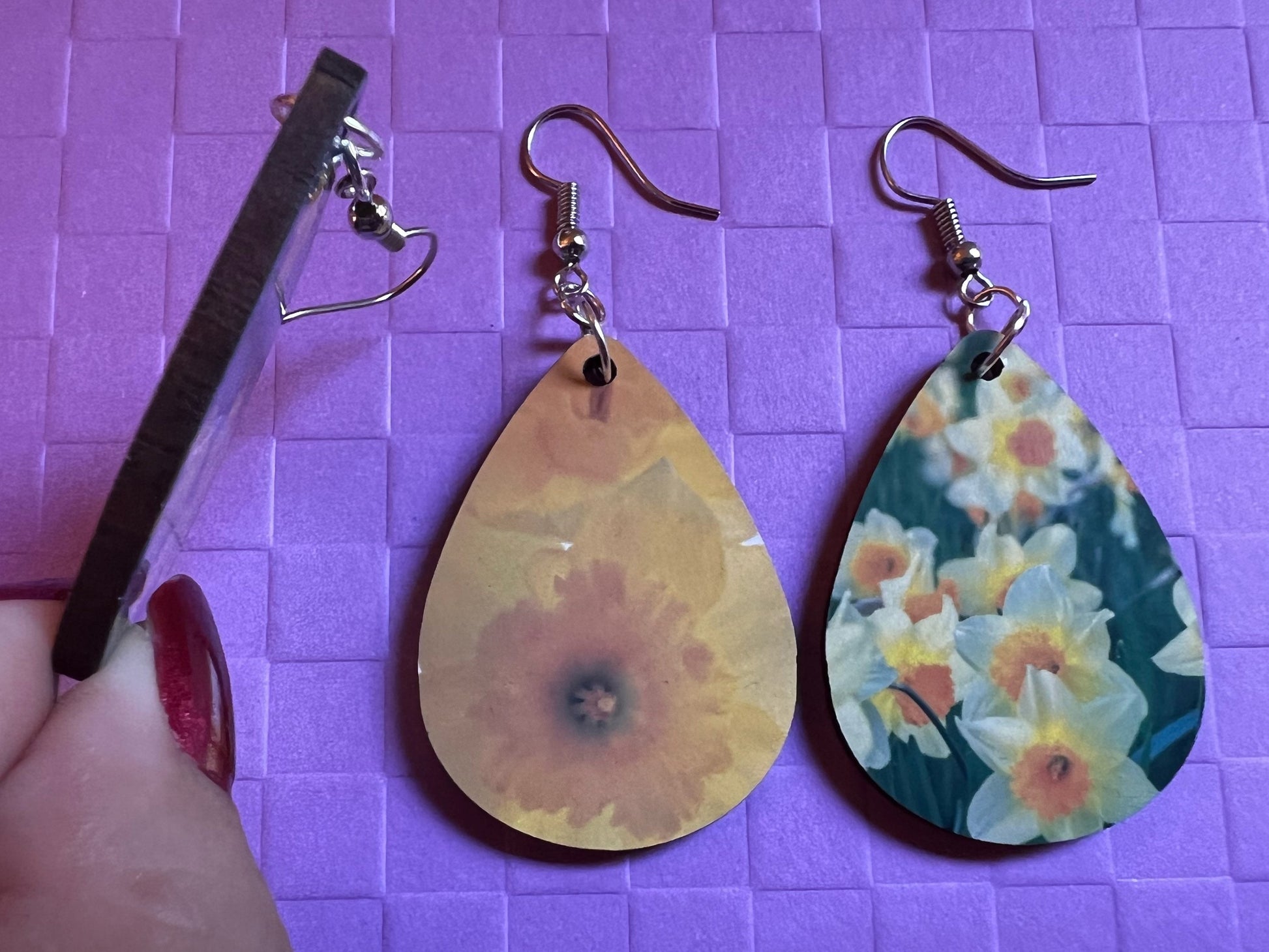 Daffodil Earrings: Yellow Flowers, Plants, Green Plant, Spring, Daffodils, Sublimated, Best Gifts for Her/Him/Them