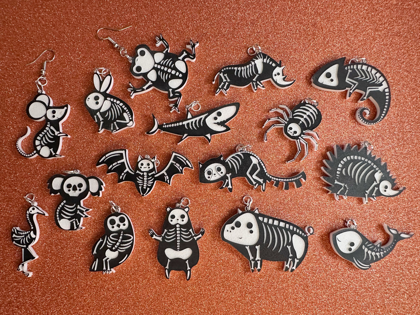 Dainty Halloween Animal Earrings: Laser Cut Acrylic Animal Skeletons, Koala, Bear, Spider, Mouse, Critter, Bat, Best Gifts for Her/Him/Them