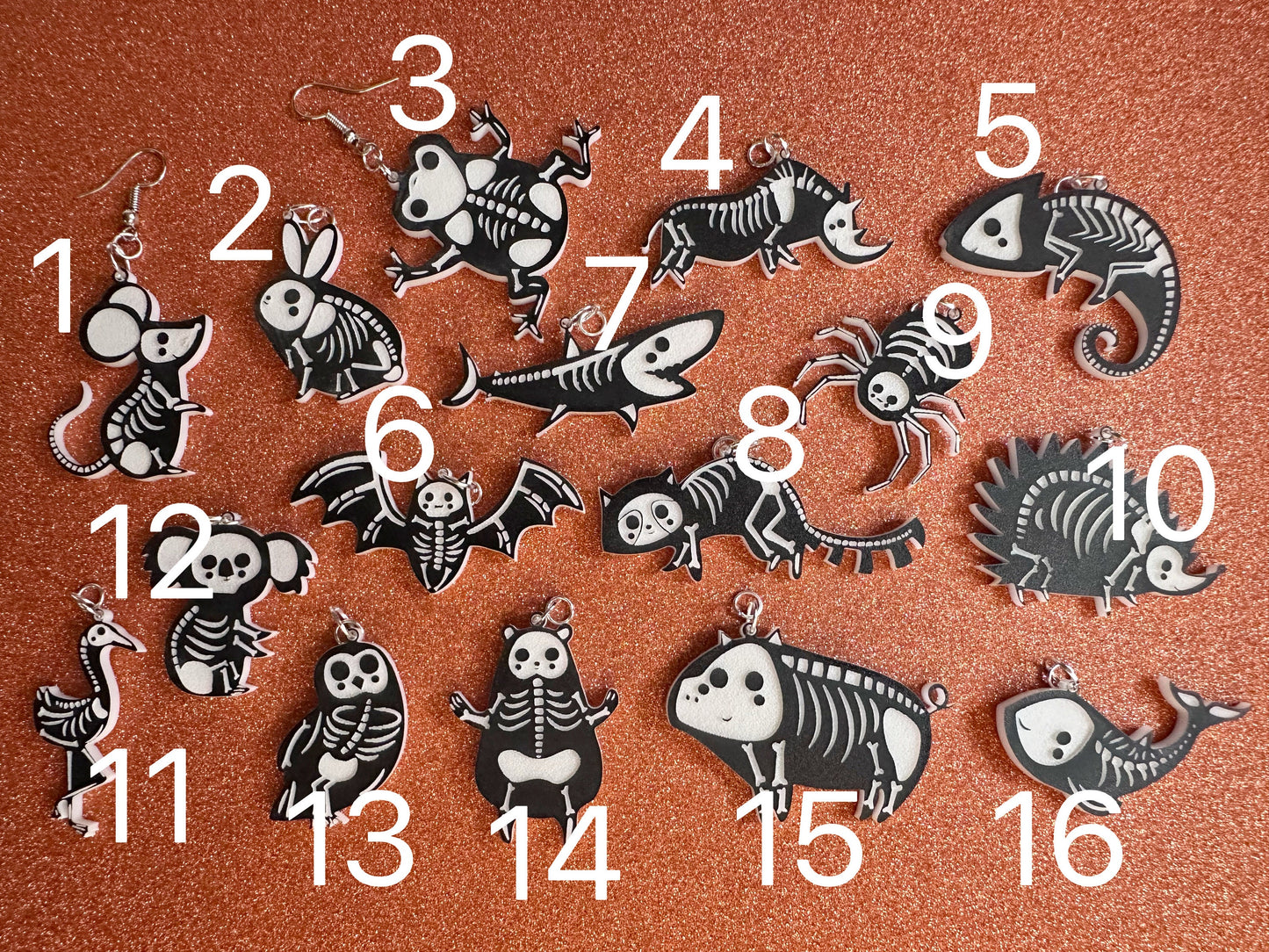 Dainty Halloween Animal Earrings: Laser Cut Acrylic Animal Skeletons, Koala, Bear, Spider, Mouse, Critter, Bat, Best Gifts for Her/Him/Them