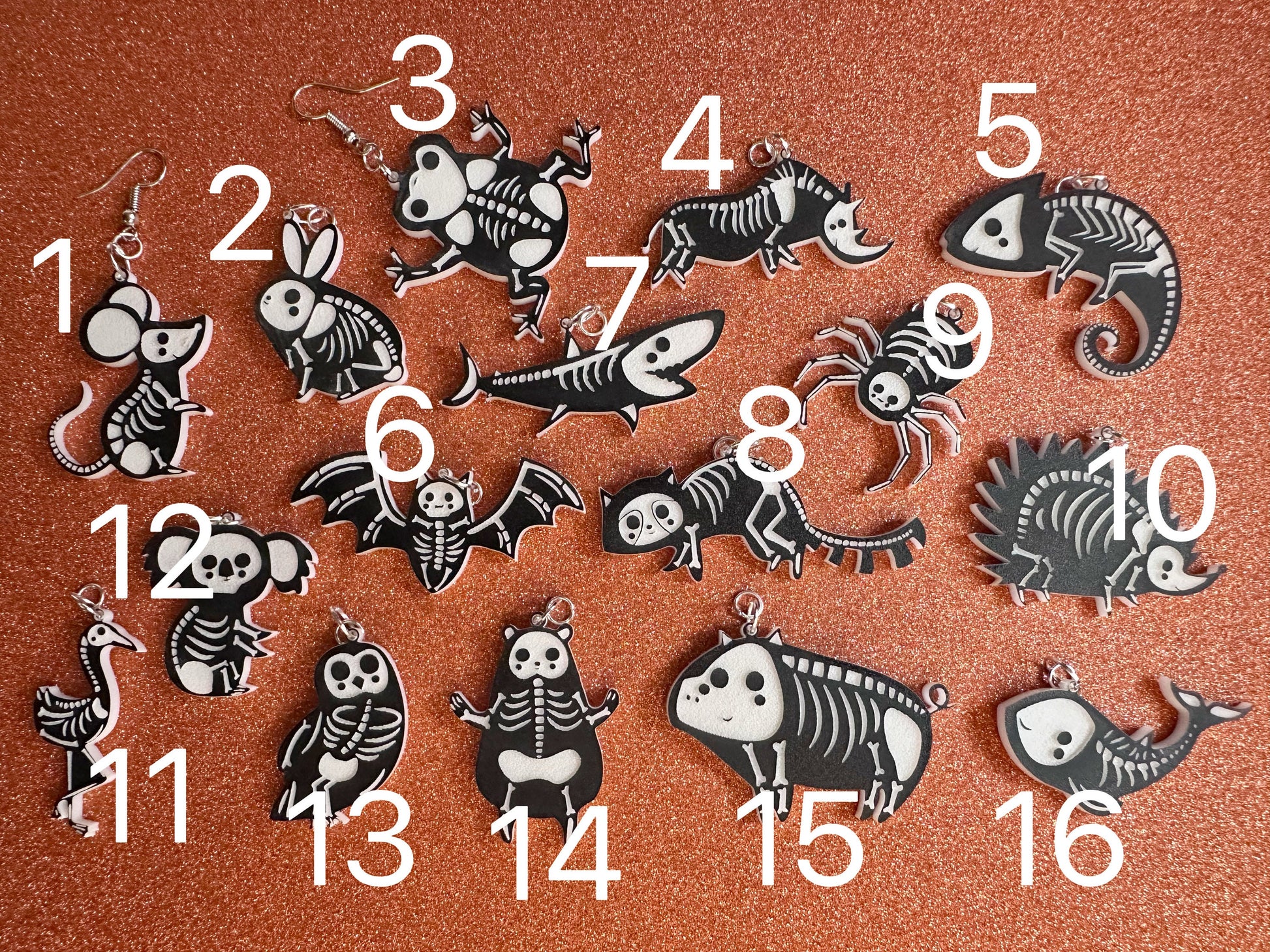 Dainty Halloween Animal Earrings: Laser Cut Acrylic Animal Skeletons, Koala, Bear, Spider, Mouse, Critter, Bat, Best Gifts for Her/Him/Them
