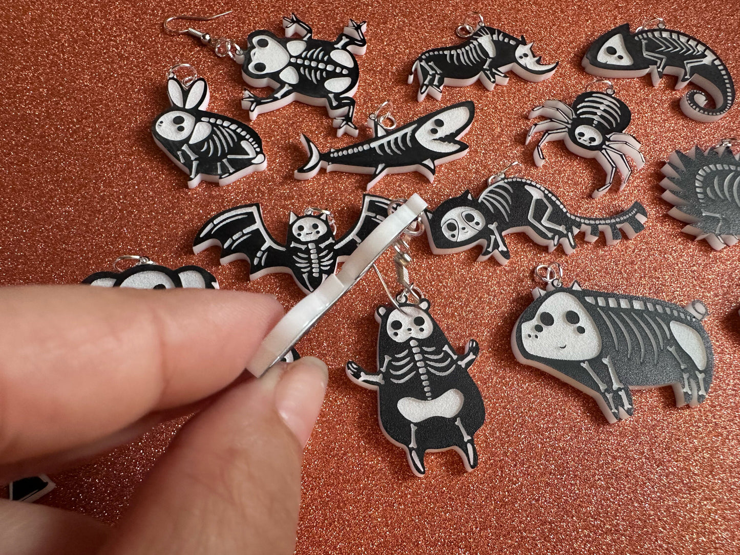 Dainty Halloween Animal Earrings: Laser Cut Acrylic Animal Skeletons, Koala, Bear, Spider, Mouse, Critter, Bat, Best Gifts for Her/Him/Them