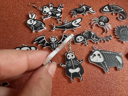 Dainty Halloween Animal Earrings: Laser Cut Acrylic Animal Skeletons, Koala, Bear, Spider, Mouse, Critter, Bat, Best Gifts for Her/Him/Them