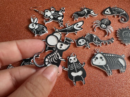 Dainty Halloween Animal Earrings: Laser Cut Acrylic Animal Skeletons, Koala, Bear, Spider, Mouse, Critter, Bat, Best Gifts for Her/Him/Them