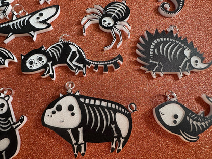 Dainty Halloween Animal Earrings: Laser Cut Acrylic Animal Skeletons, Koala, Bear, Spider, Mouse, Critter, Bat, Best Gifts for Her/Him/Them