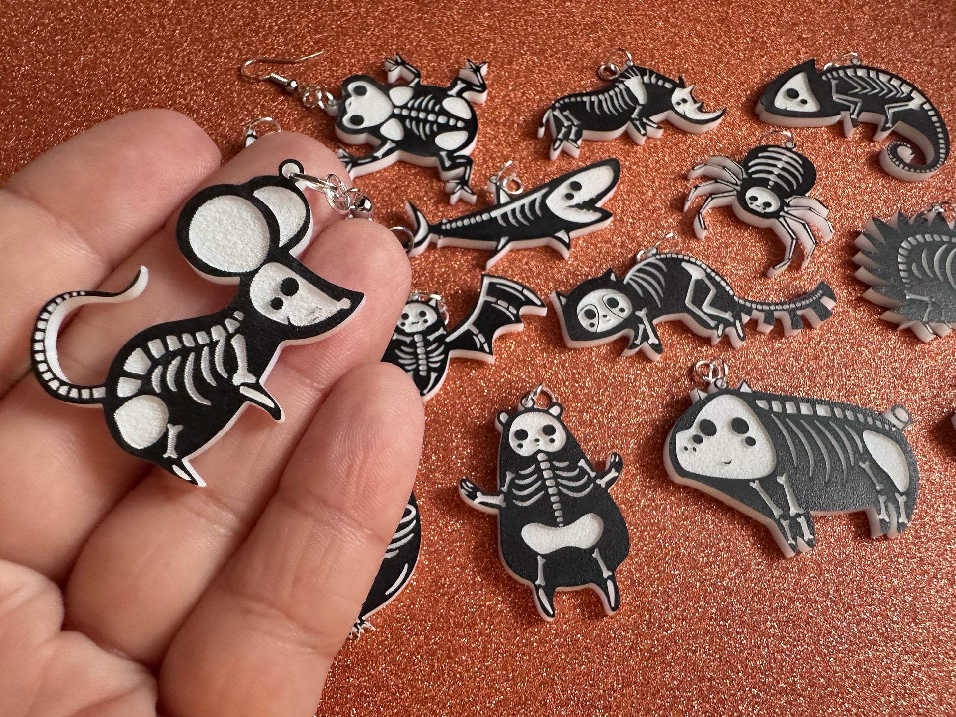 Dainty Halloween Animal Earrings: Laser Cut Acrylic Animal Skeletons, Koala, Bear, Spider, Mouse, Critter, Bat, Best Gifts for Her/Him/Them