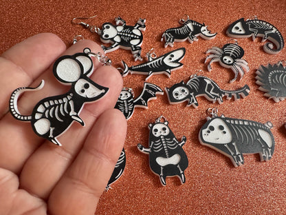 Dainty Halloween Animal Earrings: Laser Cut Acrylic Animal Skeletons, Koala, Bear, Spider, Mouse, Critter, Bat, Best Gifts for Her/Him/Them