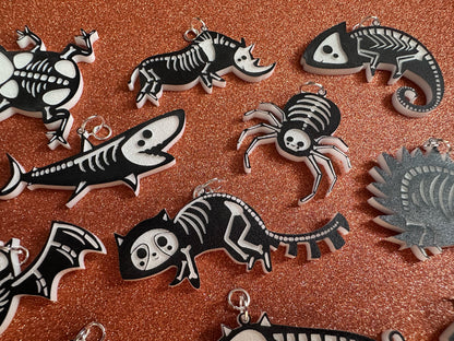 Dainty Halloween Animal Earrings: Laser Cut Acrylic Animal Skeletons, Koala, Bear, Spider, Mouse, Critter, Bat, Best Gifts for Her/Him/Them