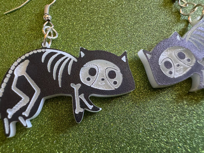 Dainty Halloween Animal Earrings: Laser Cut Acrylic Animals, Skeleton, Novelty Costume Jewelry, Gag Gift, Best Gifts for Her/Him/Them