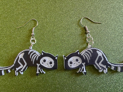 Dainty Halloween Animal Earrings: Laser Cut Acrylic Animals, Skeleton, Novelty Costume Jewelry, Gag Gift, Best Gifts for Her/Him/Them