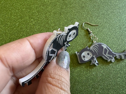 Dainty Halloween Animal Earrings: Laser Cut Acrylic Animals, Skeleton, Novelty Costume Jewelry, Gag Gift, Best Gifts for Her/Him/Them
