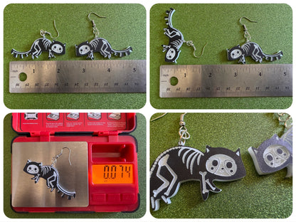 Dainty Halloween Animal Earrings: Laser Cut Acrylic Animals, Skeleton, Novelty Costume Jewelry, Gag Gift, Best Gifts for Her/Him/Them