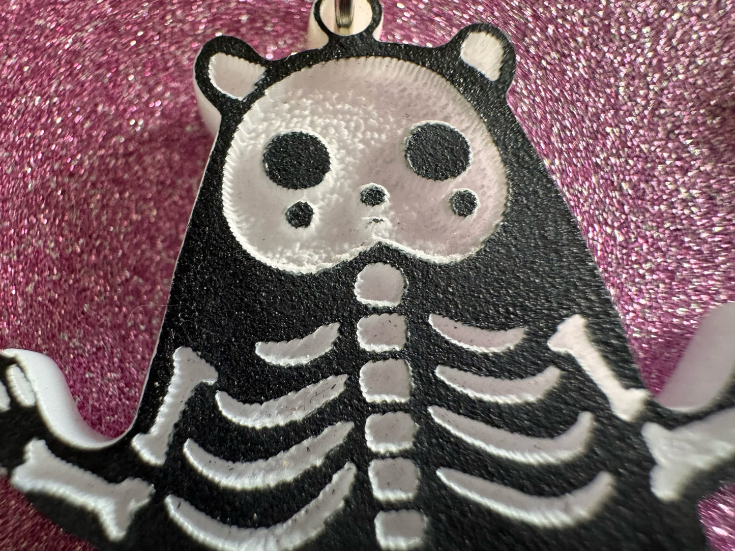 Dainty Halloween Bear Earrings: Laser Cut Acrylic Bears, Mammal Skeleton, Novelty Costume Jewelry, Gag Gift, Best Gifts for Her/Him/Them