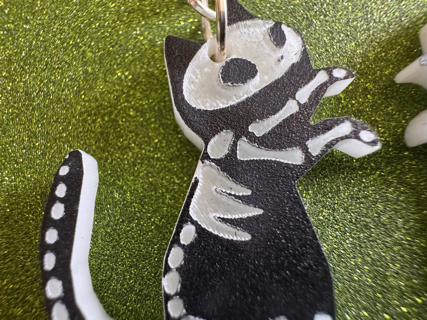 Dainty Halloween Cat Earrings: Laser Cut Acrylic Cat Skeletons, Black Cats, Spooky Cats, Kittens, Felines, Meow, Best Gifts for Her/Him/Them