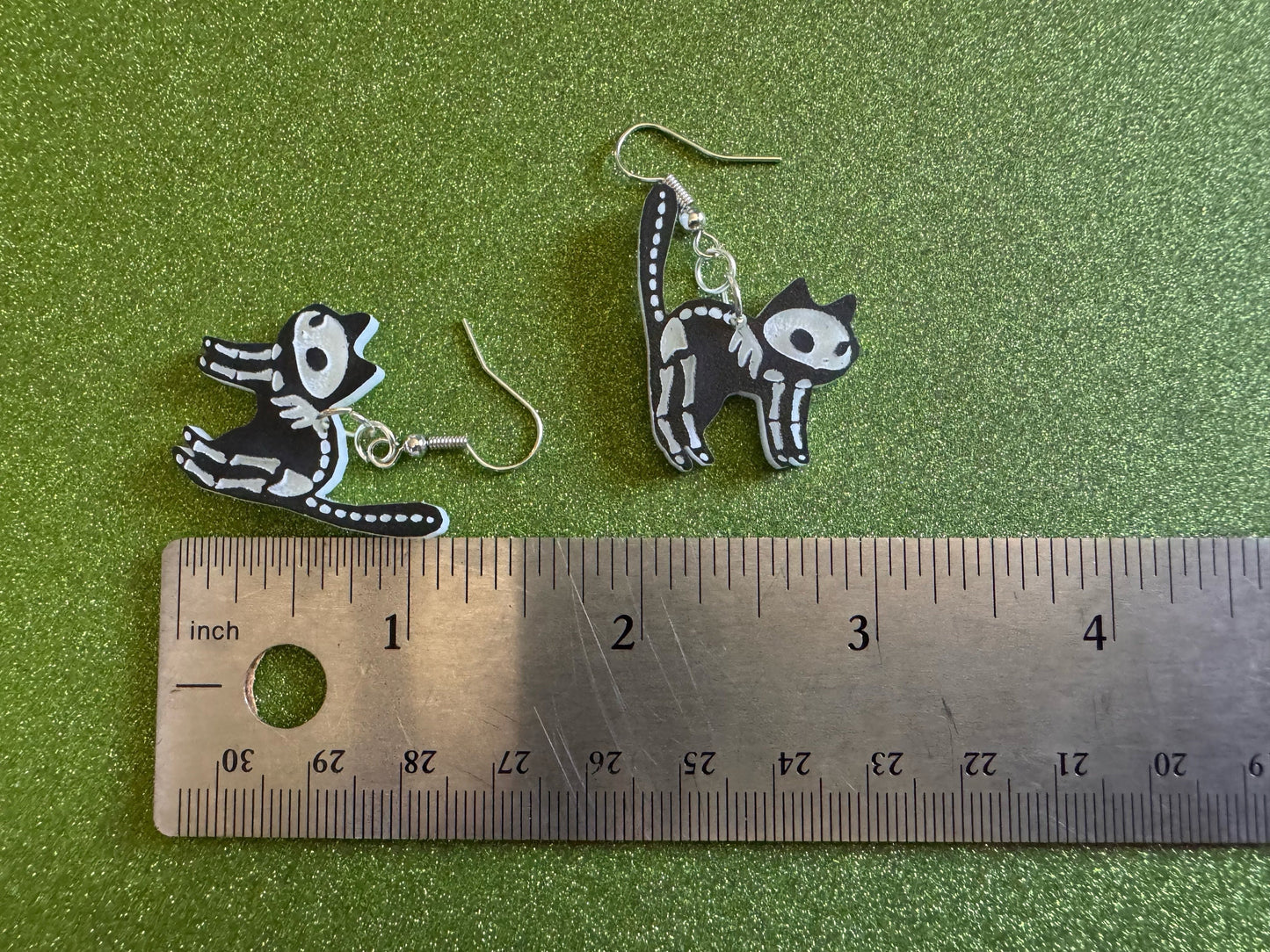 Dainty Halloween Cat Earrings: Laser Cut Acrylic Cat Skeletons, Black Cats, Spooky Cats, Kittens, Felines, Meow, Best Gifts for Her/Him/Them