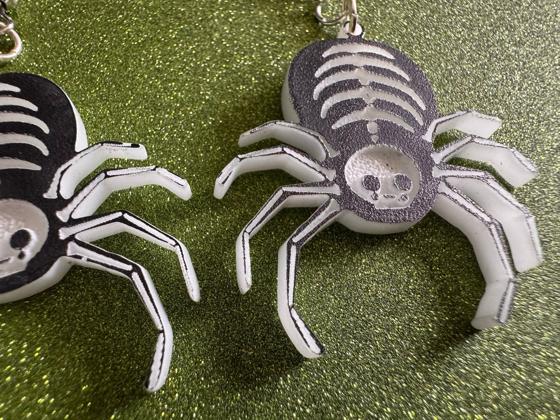 Dainty Halloween Spider Earrings: Laser Cut Acrylic Spiders, Joke Arachnid Skeleton, Novelty, Gag Gift, Best Gifts for Her/Him/Them