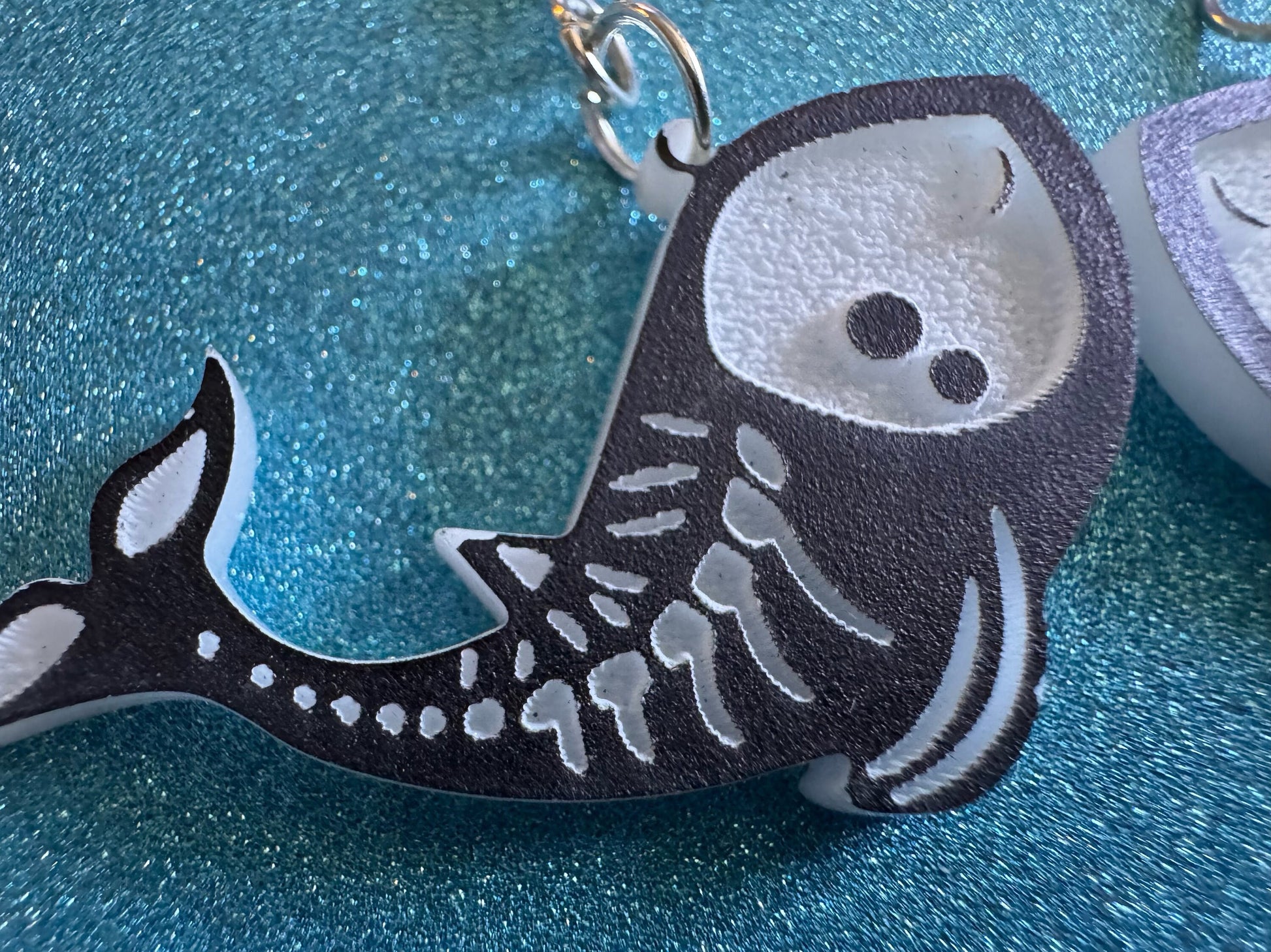 Dainty Halloween Whale Earrings: Laser Cut Acrylic Whales, Fish Skeleton, Novelty Costume Jewelry, Gag Gift, Best Gifts for Her/Him/Them