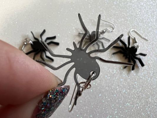 Dainty Spider Earrings: Laser Cut Acrylic Spiders, Halloween, Holiday, Insect, Bug, Horror, Scary, Spooky, Best Gifts for Her/Him/Them