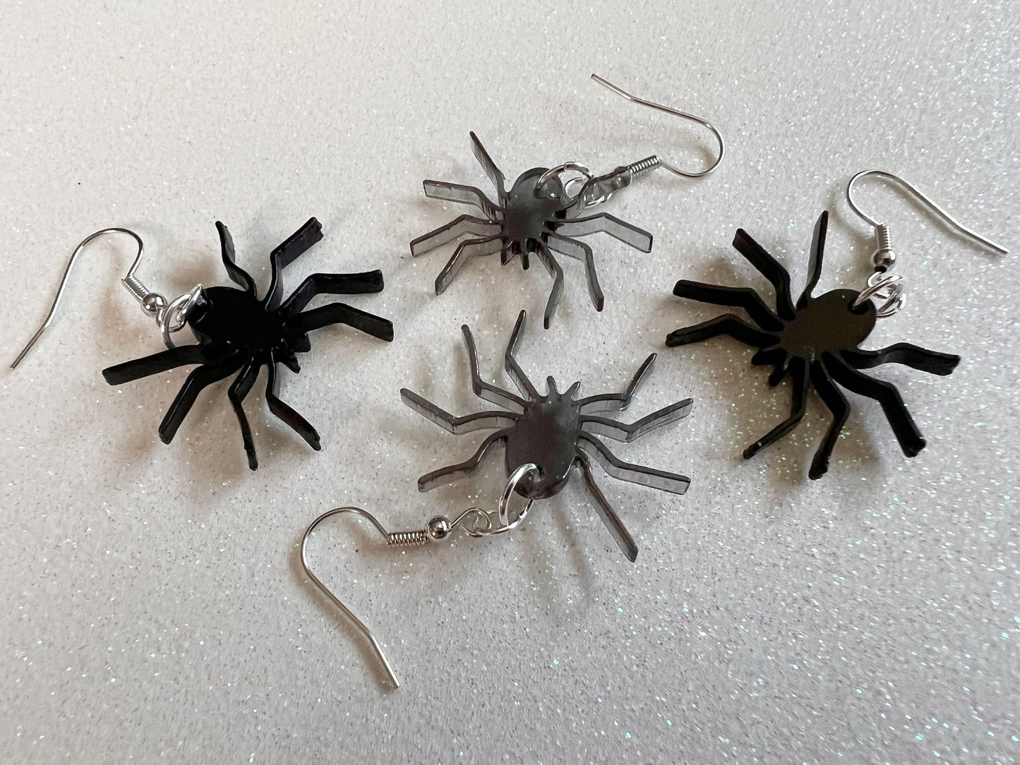 Dainty Spider Earrings: Laser Cut Acrylic Spiders, Halloween, Holiday, Insect, Bug, Horror, Scary, Spooky, Best Gifts for Her/Him/Them