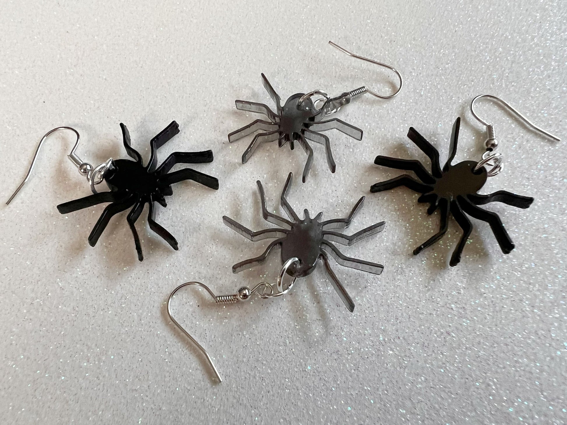 Dainty Spider Earrings: Laser Cut Acrylic Spiders, Halloween, Holiday, Insect, Bug, Horror, Scary, Spooky, Best Gifts for Her/Him/Them