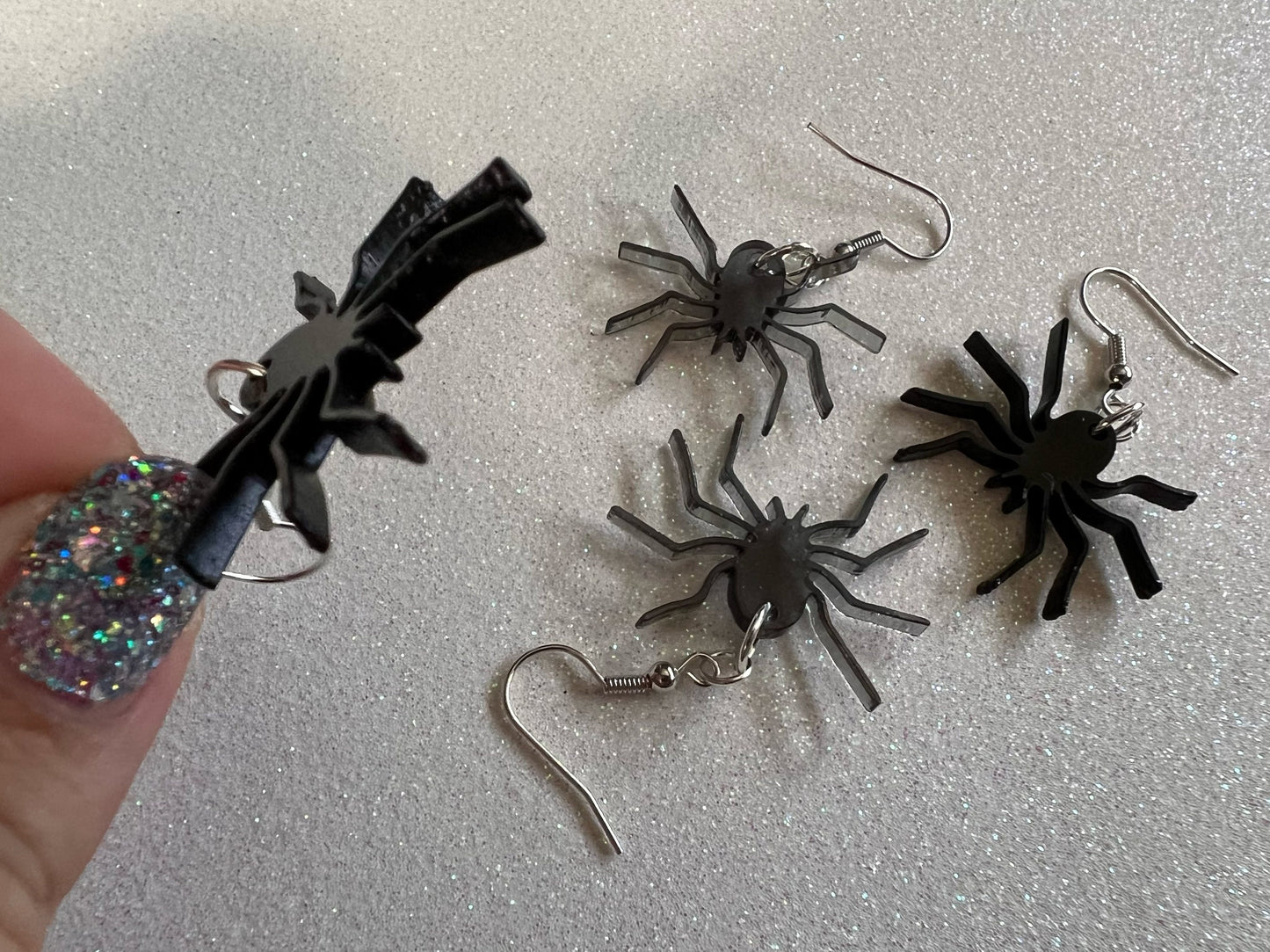 Dainty Spider Earrings: Laser Cut Acrylic Spiders, Halloween, Holiday, Insect, Bug, Horror, Scary, Spooky, Best Gifts for Her/Him/Them