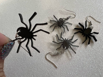 Dainty Spider Earrings: Laser Cut Acrylic Spiders, Halloween, Holiday, Insect, Bug, Horror, Scary, Spooky, Best Gifts for Her/Him/Them