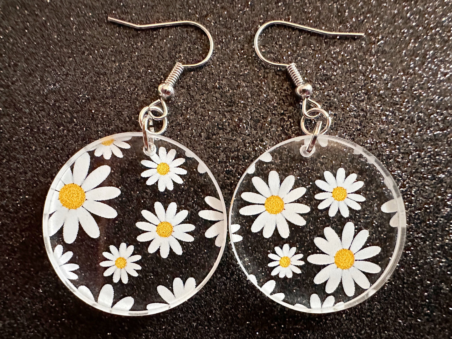 Daisy Earrings: Laser Cut Acrylic Flowers, Floral, Flowers, White Flowers, Bouquet, Plants, Summer, Valentines, Best Gifts for Her/Him/Them