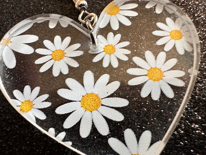 Daisy Earrings: Laser Cut Acrylic Flowers, Floral, Flowers, White Flowers, Bouquet, Plants, Summer, Valentines, Best Gifts for Her/Him/Them