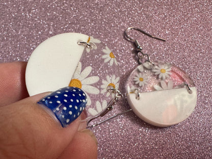 Daisy Earrings: Laser Cut Acrylic Flowers, Floral, Flowers, White Flowers, Bouquet, Plants, Summer, Valentines, Best Gifts for Her/Him/Them