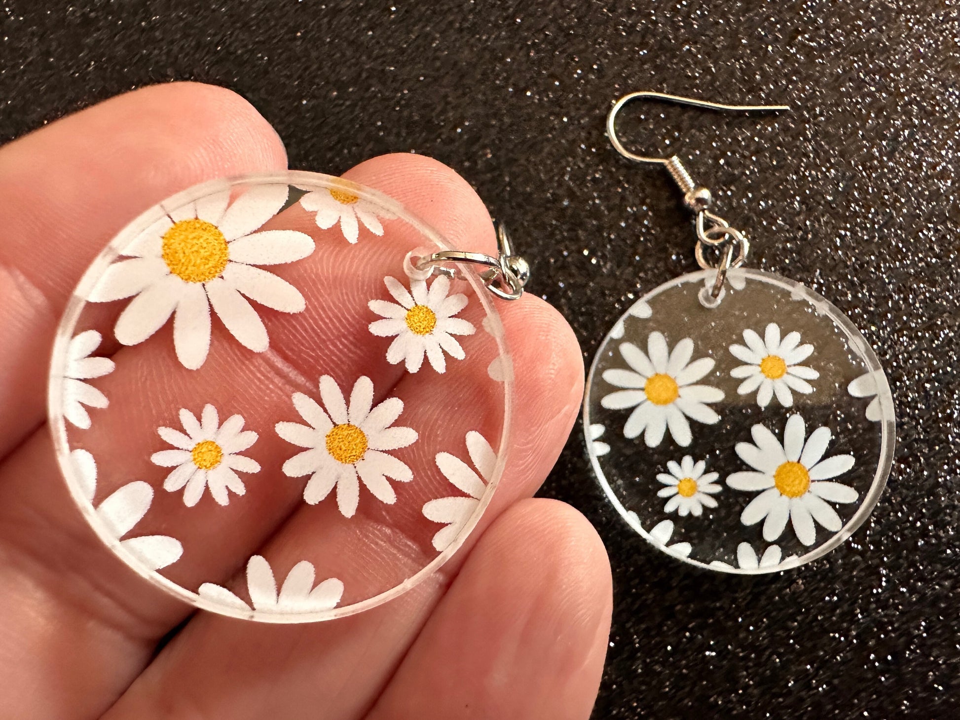 Daisy Earrings: Laser Cut Acrylic Flowers, Floral, Flowers, White Flowers, Bouquet, Plants, Summer, Valentines, Best Gifts for Her/Him/Them