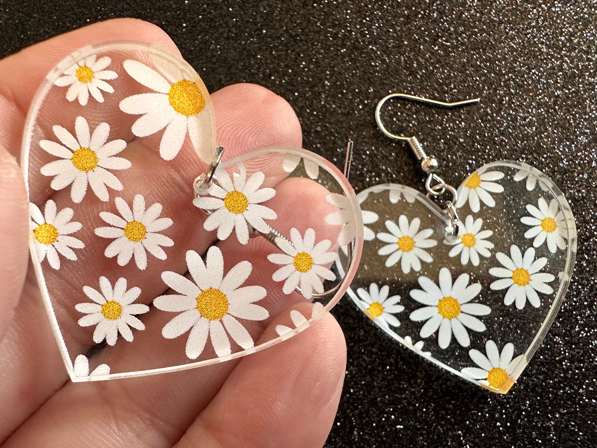 Daisy Earrings: Laser Cut Acrylic Flowers, Floral, Flowers, White Flowers, Bouquet, Plants, Summer, Valentines, Best Gifts for Her/Him/Them