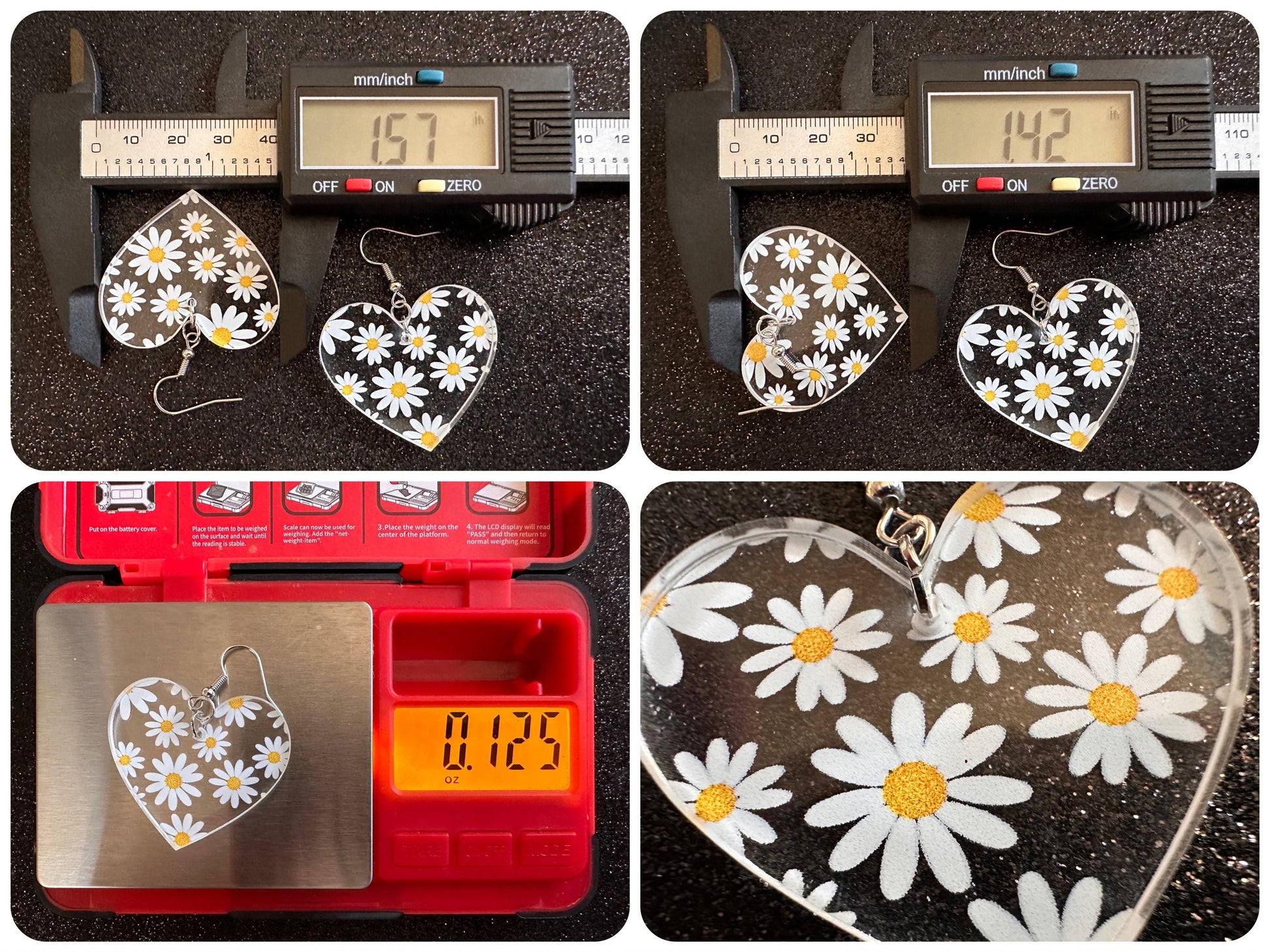 Daisy Earrings: Laser Cut Acrylic Flowers, Floral, Flowers, White Flowers, Bouquet, Plants, Summer, Valentines, Best Gifts for Her/Him/Them