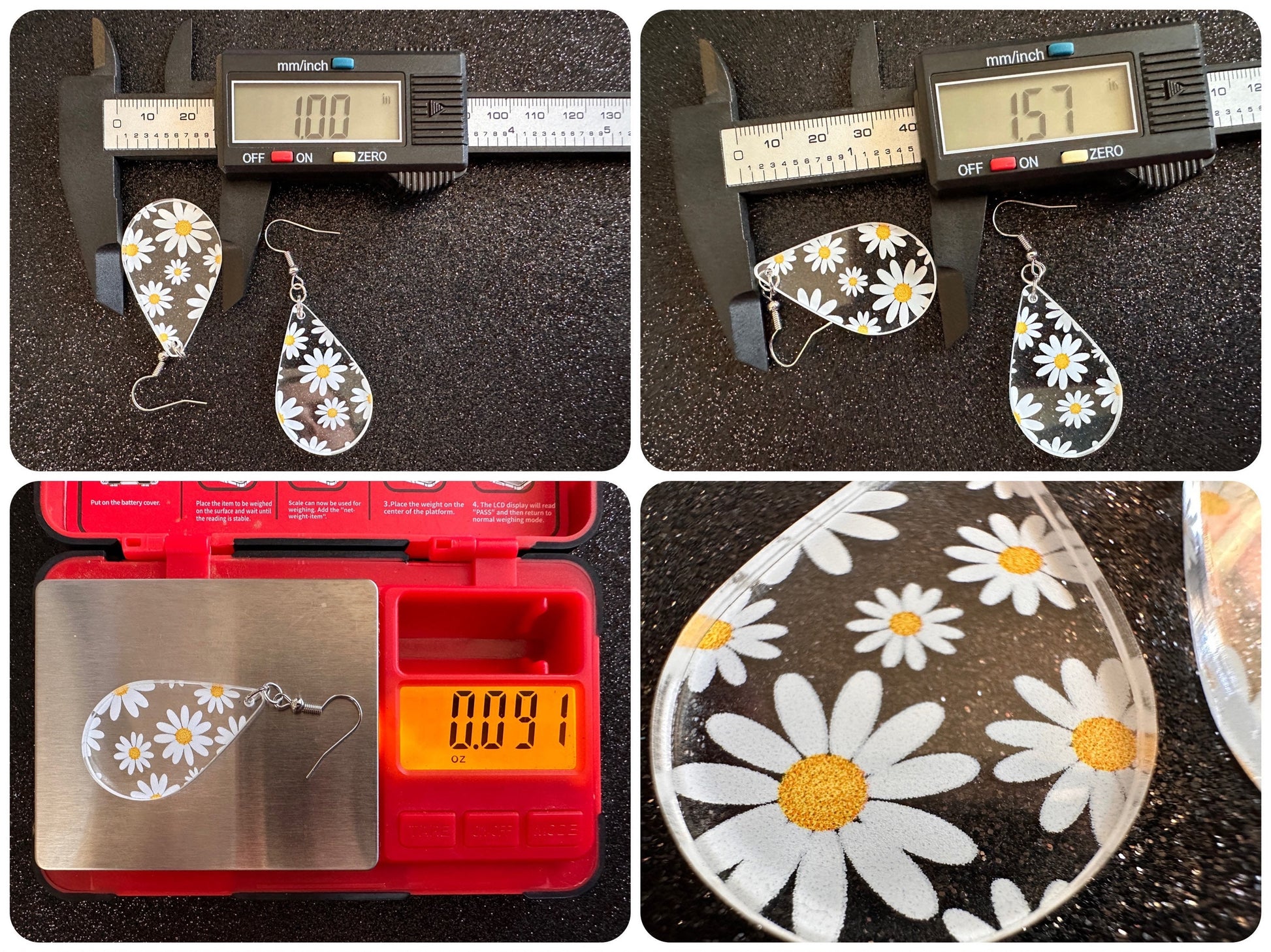Daisy Earrings: Laser Cut Acrylic Flowers, Floral, Flowers, White Flowers, Bouquet, Plants, Summer, Valentines, Best Gifts for Her/Him/Them