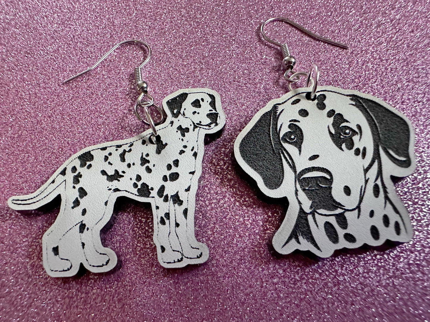 Dalmatian Earrings: Laser Cut Acrylic Dalmatians, Canine, Dogs, Doggo, Spotted Dog, Fireman Dog, Doggy Tails, Best Gifts for Her/Him/Them