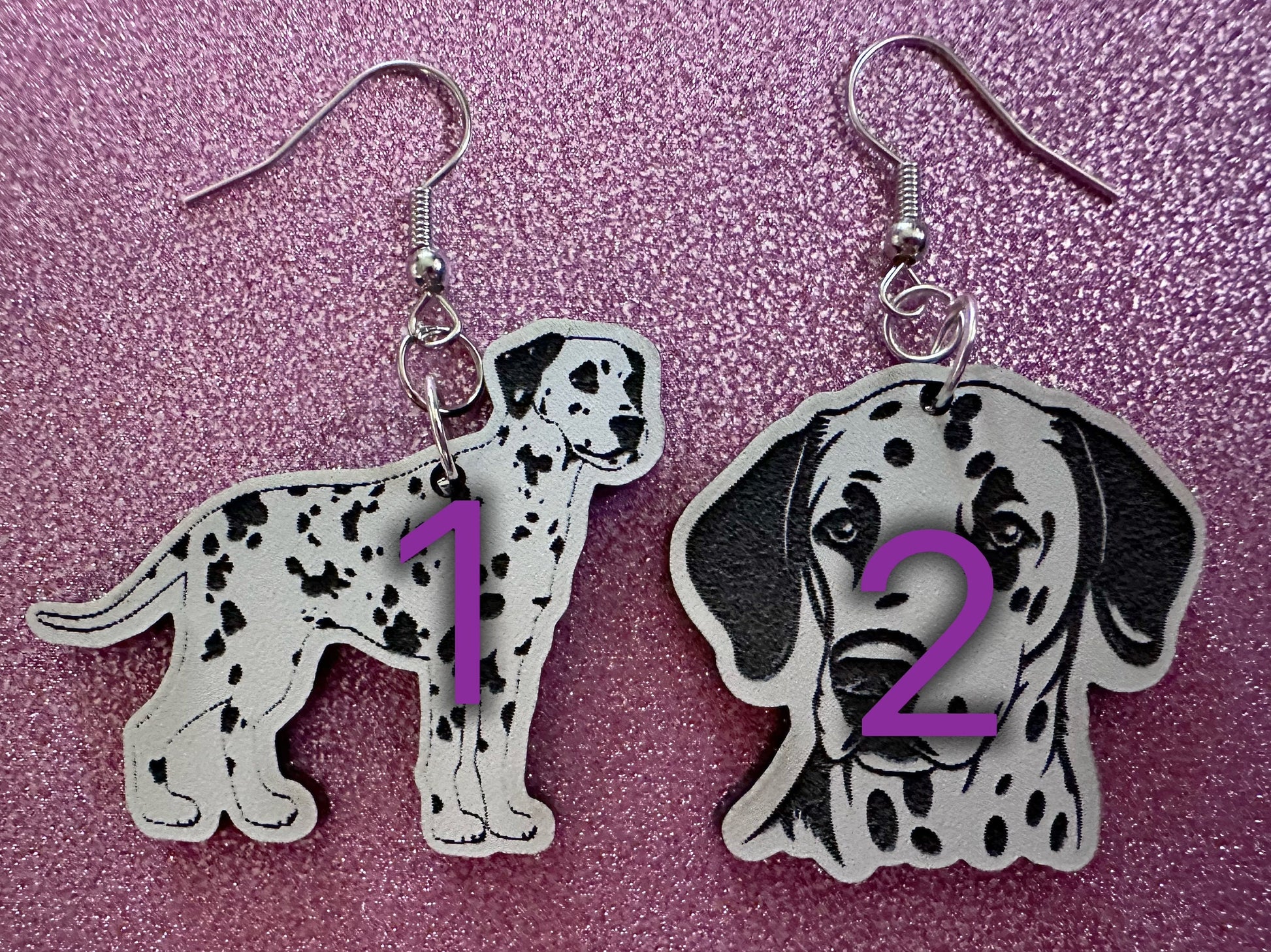 Dalmatian Earrings: Laser Cut Acrylic Dalmatians, Canine, Dogs, Doggo, Spotted Dog, Fireman Dog, Doggy Tails, Best Gifts for Her/Him/Them