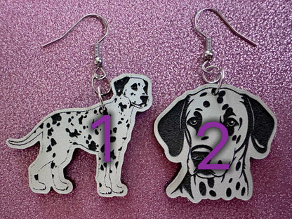Dalmatian Earrings: Laser Cut Acrylic Dalmatians, Canine, Dogs, Doggo, Spotted Dog, Fireman Dog, Doggy Tails, Best Gifts for Her/Him/Them