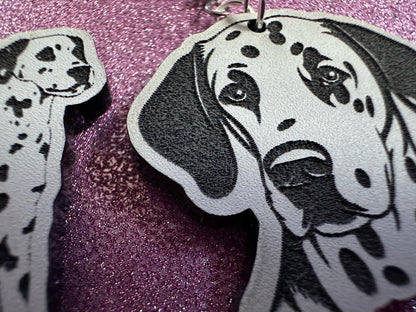 Dalmatian Earrings: Laser Cut Acrylic Dalmatians, Canine, Dogs, Doggo, Spotted Dog, Fireman Dog, Doggy Tails, Best Gifts for Her/Him/Them